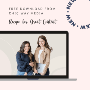 Promotion block for Social Media for Direct Sales: Take Control in Five Steps with an image of Katy Ursta. It reads: Free Download From Chic Way Media; Recipe for Great Content.